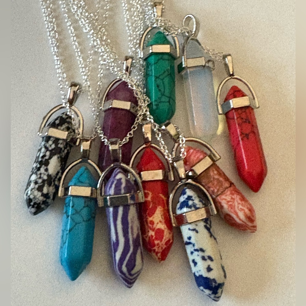 Hexagonal Stone or Crystal Pendant on 925 Sterling Silver Chain. - Picture 2 of 16